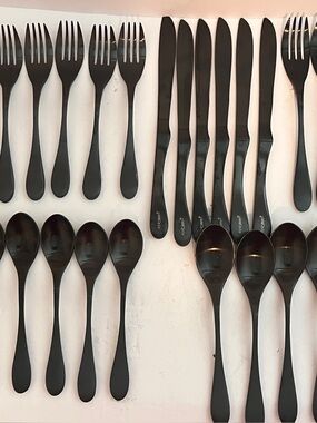 Knork Matte Black Flatware Set - Modern Spoon, Fork & Knife Collection
